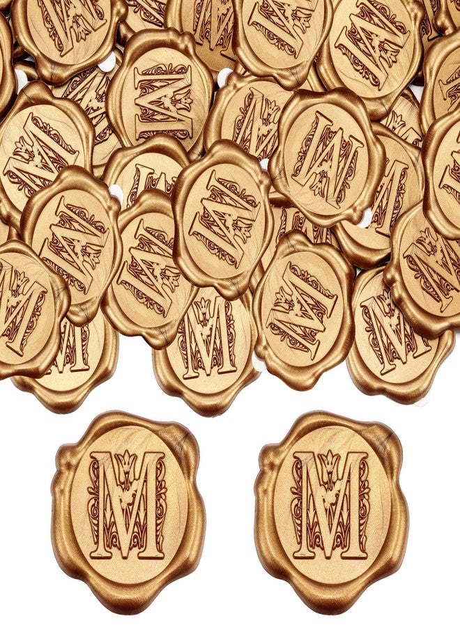 Yoption 50Pcs Antique Gold Letter M Wax Seal Stickers, Regal Initial Alphabet Envelope Seal Stickers for Wedding Party Birthday Christmas (M) - Image 2